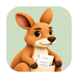 Cliparoo’s caramel kangaroo holding a little stack of papers, on a sage background